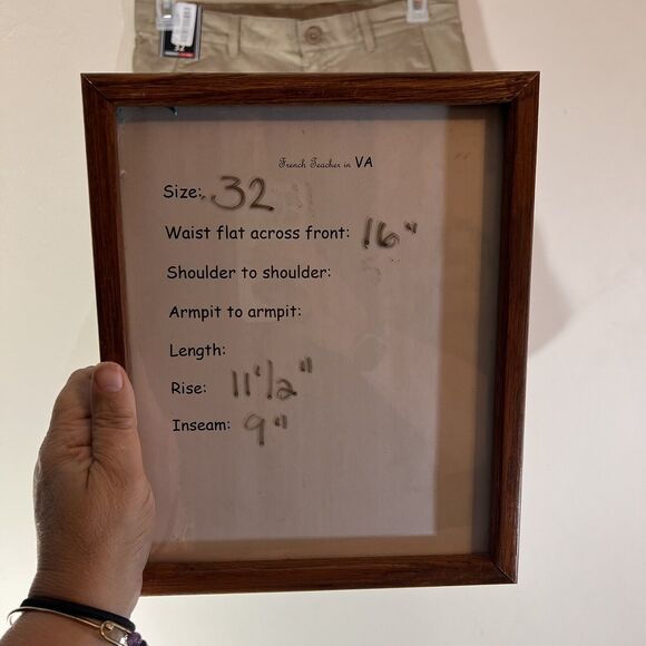 Roundtree & Yorke Classic Fit Shorts Men's 32 Flat Front Chino Beige Ripstop NWT - Picture 3 of 7